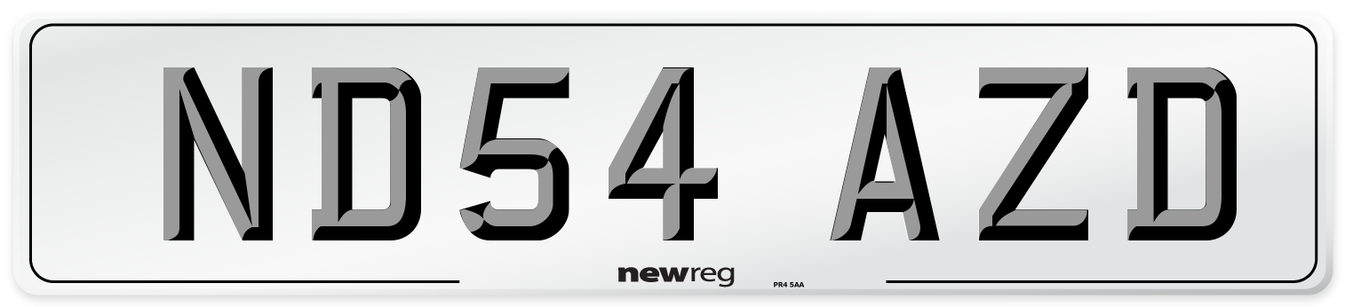 ND54 AZD Number Plate from New Reg